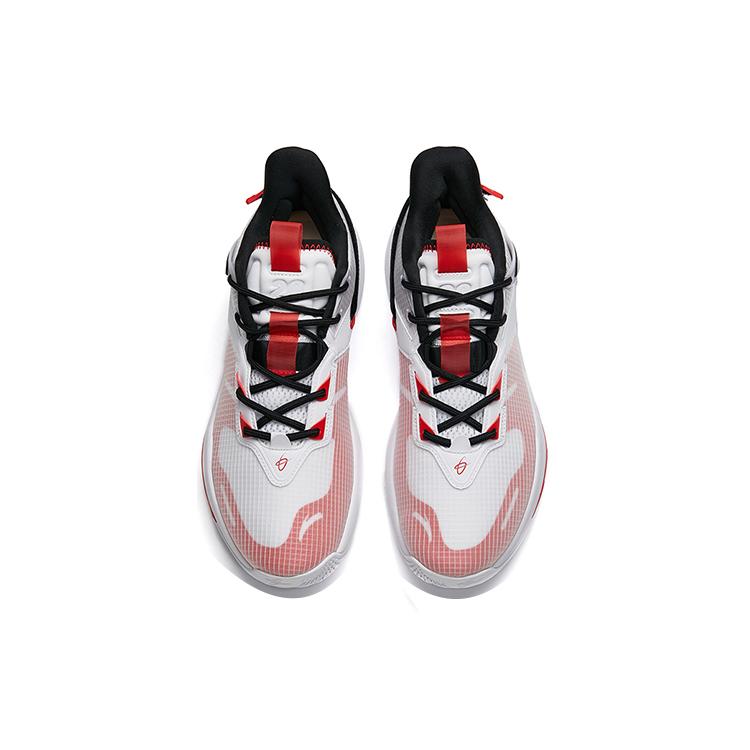 New Anta Swoosh 2.0 Anti Slip Wear Resistant Low Top Performance Basketball Shoes Men's White Red Black 112231606-4