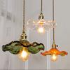 Nordic Sederhana LED Pendant Light Perlengkapan Kamar Tidur Ruang Tamu Bar Berwarna-warni Kaca Lam Gantung Copper Lantern