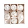 7 Pieces Christmas Tree Ornament | Refined White and Finish, Textured Ornaments, for