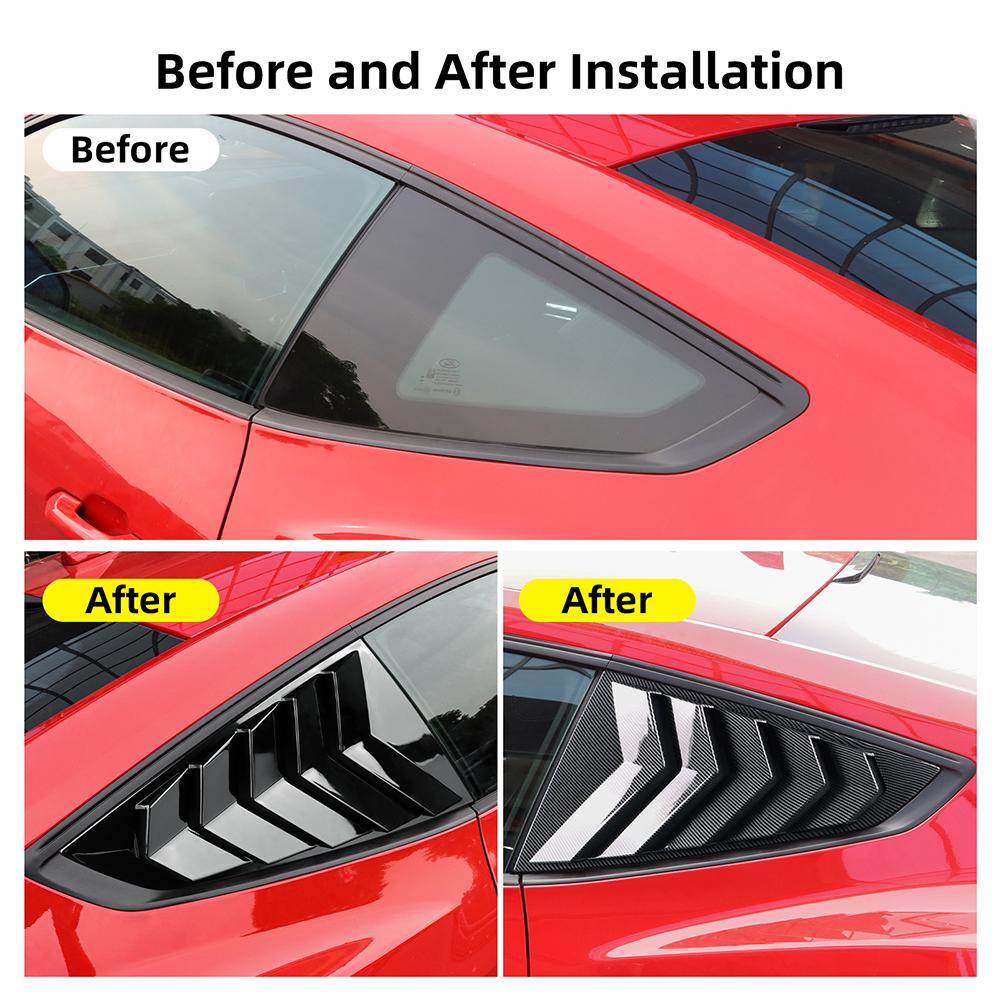 Für Ford Mustang S650 GT 2024 2025 Auto Heckklappenfenster Glänzend Schwarz Karbonfaser-Muster ABS Spiegelblenden-Abdeckung Zubehör