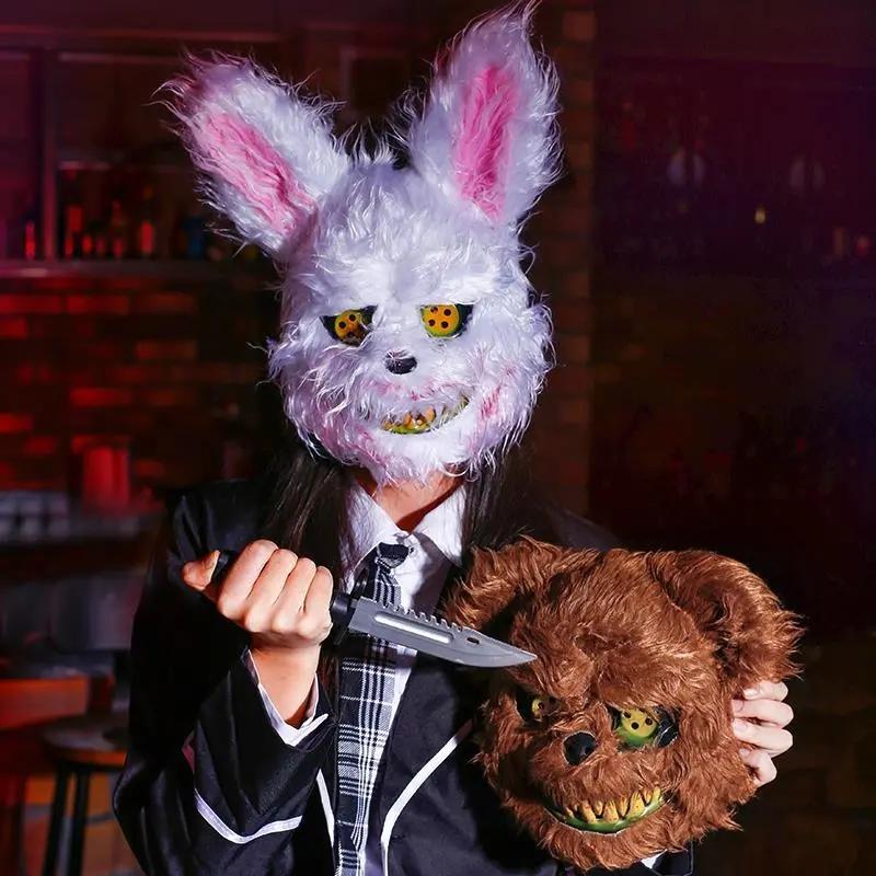 Halloween Cosplay Face Mask Fancy Party Stage Make-up Scary Bear Rabbit Cartoon Head Cover Carnival Costume Prop Masquerade Mask