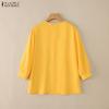 ZANZEA Women Casual Round Neck Solid Color 3/4 Sleeve Loose Blouse