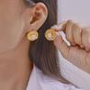 Style Niche Retro Geometric Line Twist Design Sense Earrings Round Brand Inlaid Shell Beads Titanium Steel Gold-Plated Stud Earrings