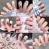 Fake Nails Short Art Nail Tips Press Stick On False with Designs Full Cover Artificial Pink Wearable Clear Tips Press On Nails Fake Nails Short