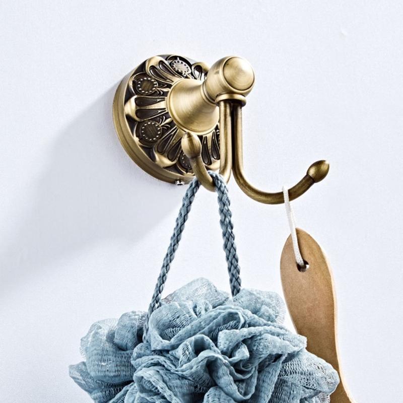 Decorative Brass Entryway Coat Hook Heavy Duty Metal Wall Mounted Hangers Simple Installs for Jackets Bags Homes Office