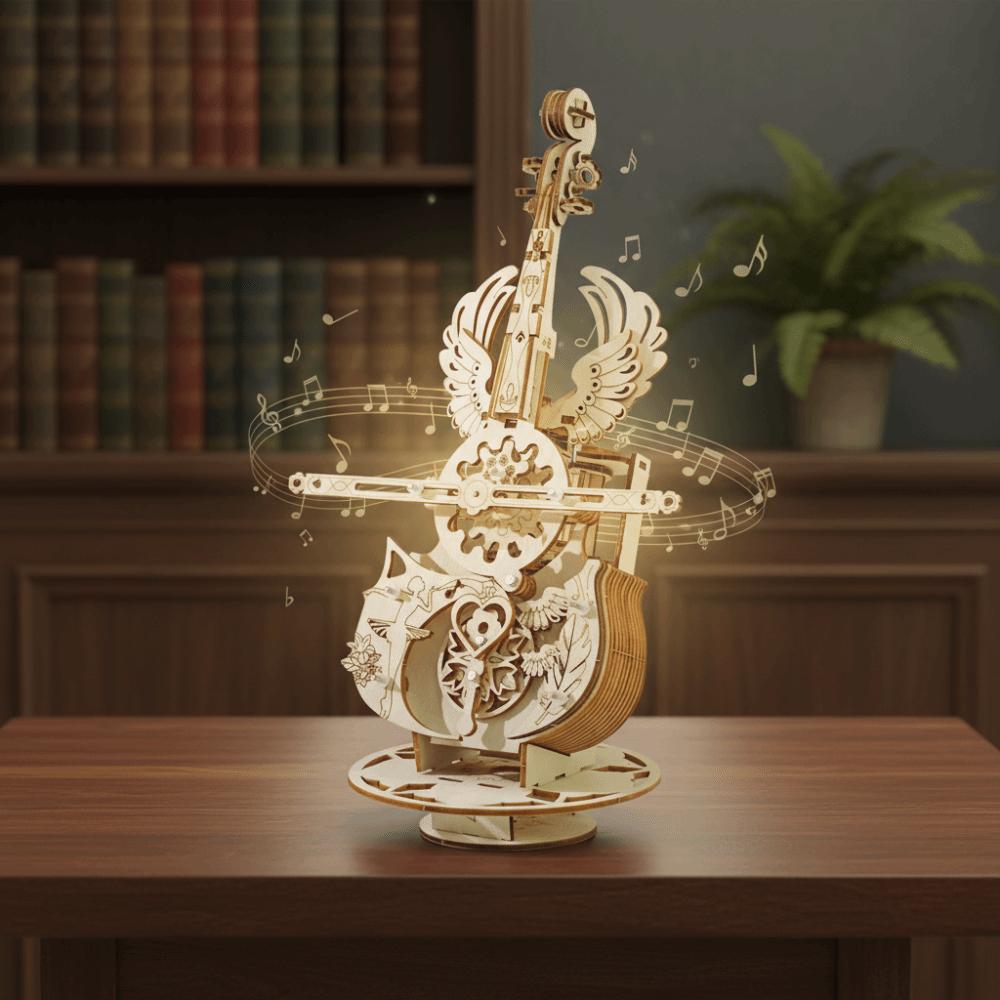 Wooden Material 3D Puzzle Graffitiable Music Box For Kids Wooden Cello Model For Adults