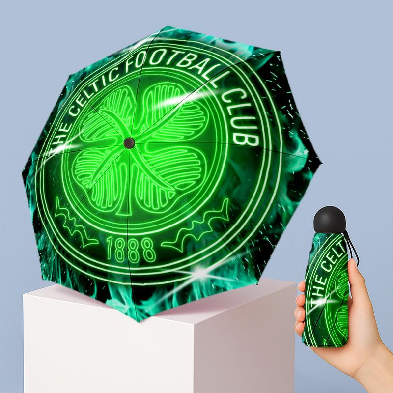 Celtic FC Mini 5 Fold Pocket Umbrella Compact Lightweight Anti UV Rain Sun Protection Umbrella Portable Travel Umbrella
