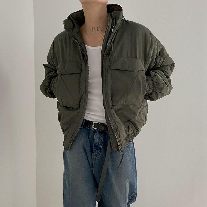 

Рабочий стиль, хлопковое пальто с воротником-стойкой для мужчин, новое зимнее трендовое утолщенное теплое пальто корейской версии, куртка и хлопковое пальто 2XL