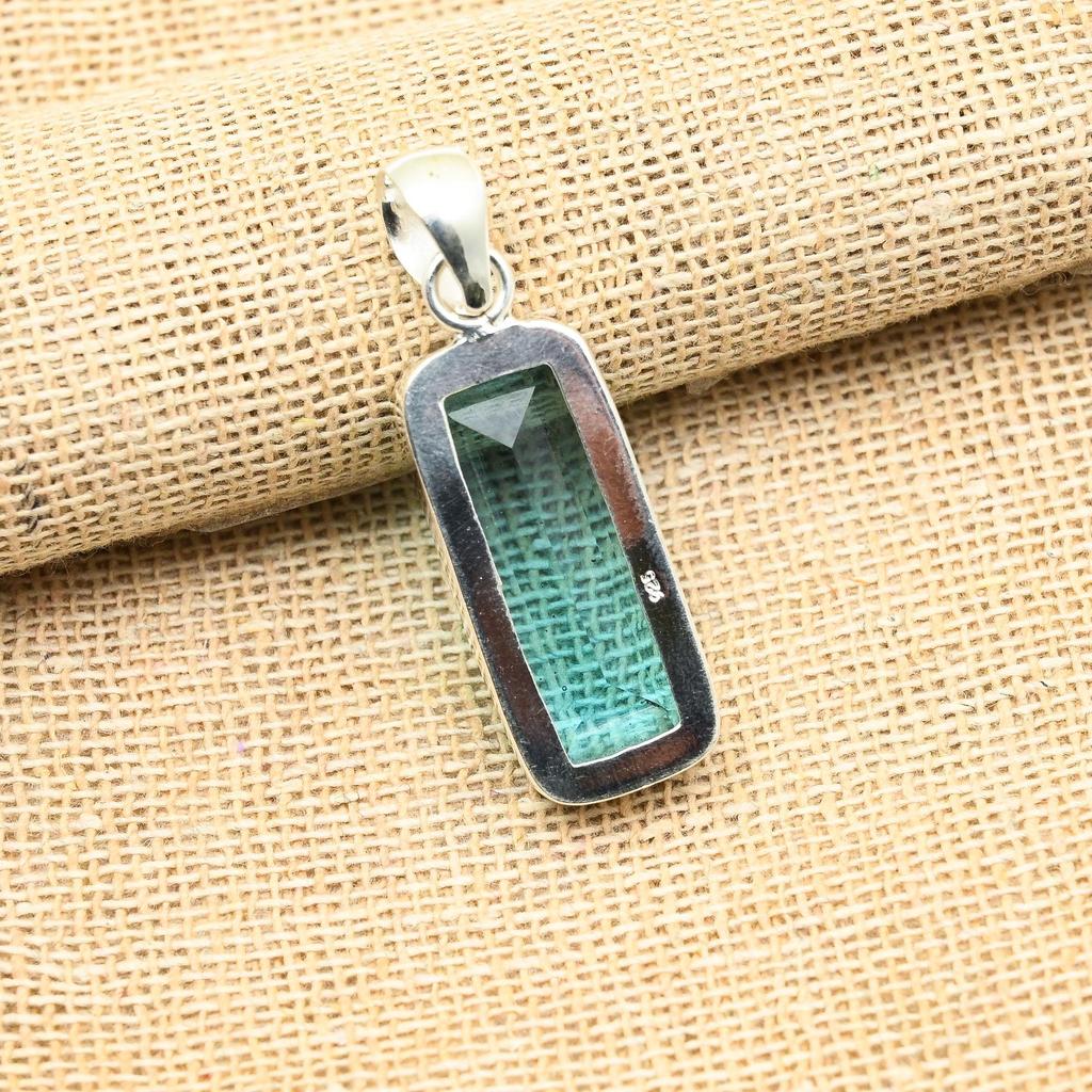 Blue Topaz Natural Gemstone Jewelry Handmade Pendant 925 Solid Sterling Silver For Wedding Gift
