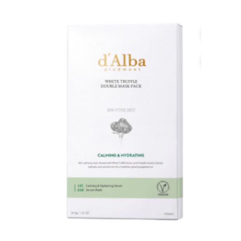 d’Alba White Truffle Double Mask Pack 4pcs – Dual Nourishing & Hydrating Sheet Mask Set for Firm, Radiant Skin