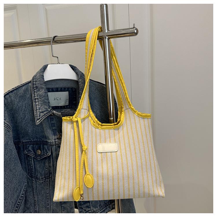 Autumn/Winter 2026 Literary Girl Striped Tote Bag - Large Capacity, Trendy Commuter Essential