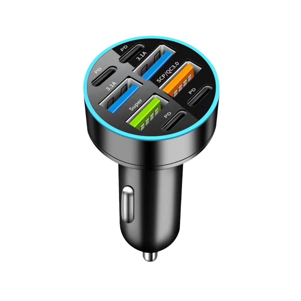 Încărcător auto 4USB tip C cu afișaj digital cu LED, încărcare rapidă, adaptor de telefon mobil pentru Xiaomi IPhone Oneplus X9J9