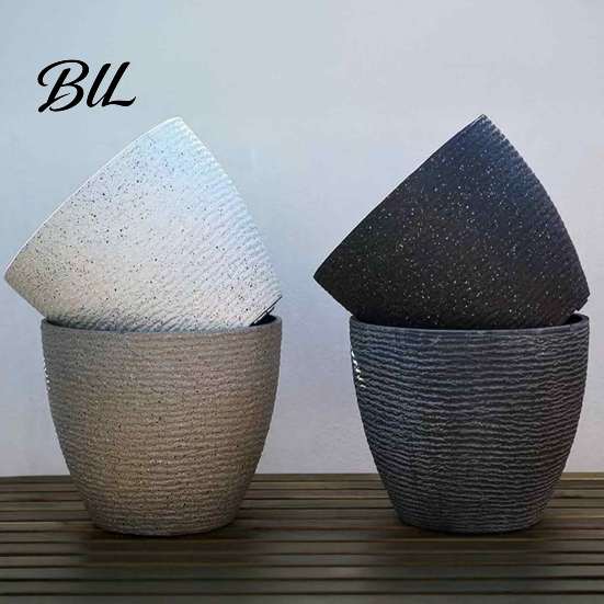 Lightweight Durable Plant Container Large Tall Resin Planter, Thickened Faux Stone Pot with Embossed Nordic Style Planter Texture, Modern Decorative
