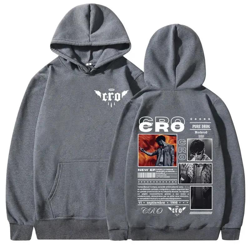 Rapper C.R.O men's hoodie retro fashion hip-hop sweatshirt high-quality casual hoodie streetwear