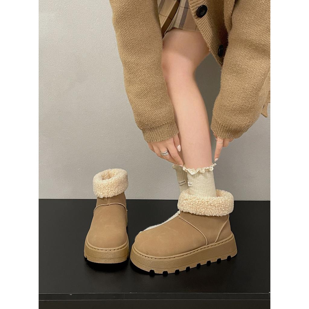 Wang Fan Thick-soled Velvet Thickened Snow Boots Winter Warm Northeast Cotton Shoes