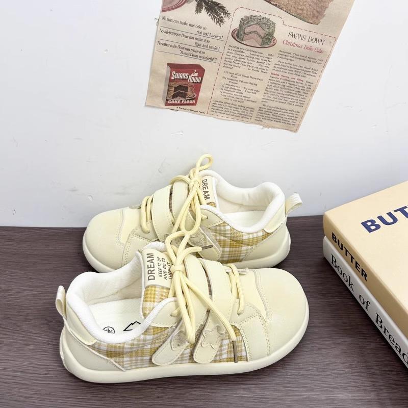 

2025 новые корейские кеды на липучках женские весенние универсальные туфли на платформе белые туфли ретро немецкие тренировочные туфли 35