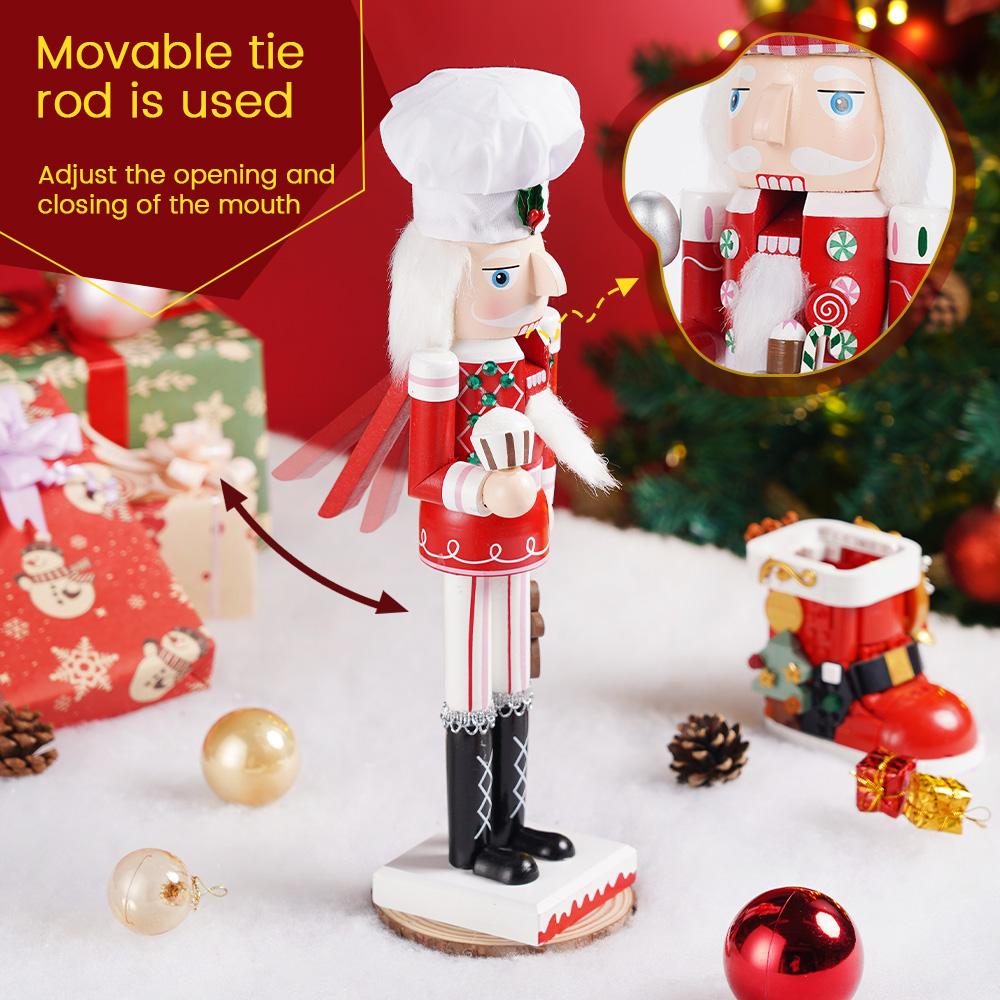 38CM Christmas Nutcracker Chef Pastry Chef Puppet Handcrafted Decoration Christmas New Year Holiday Party Decoration Gift