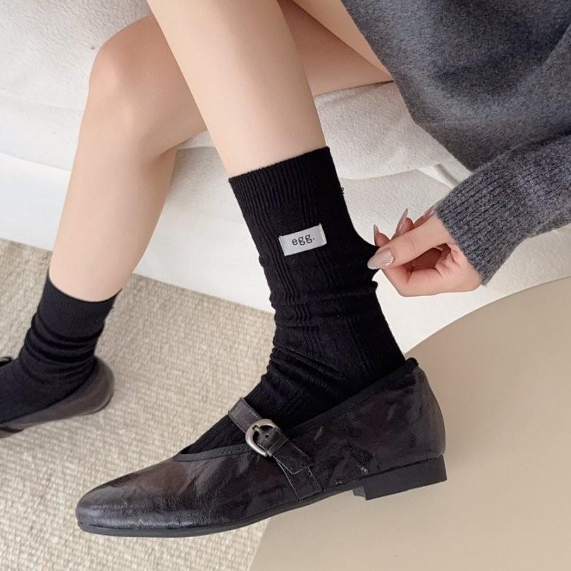 Women's Autumn and Winter Cotton Cloth Label In The Tube Pile Socks