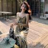 Ink Art Tie-Dye Chinese Style Maxi Dress