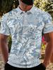 Casual essential! Vintage floral print short sleeve polo shirt for men