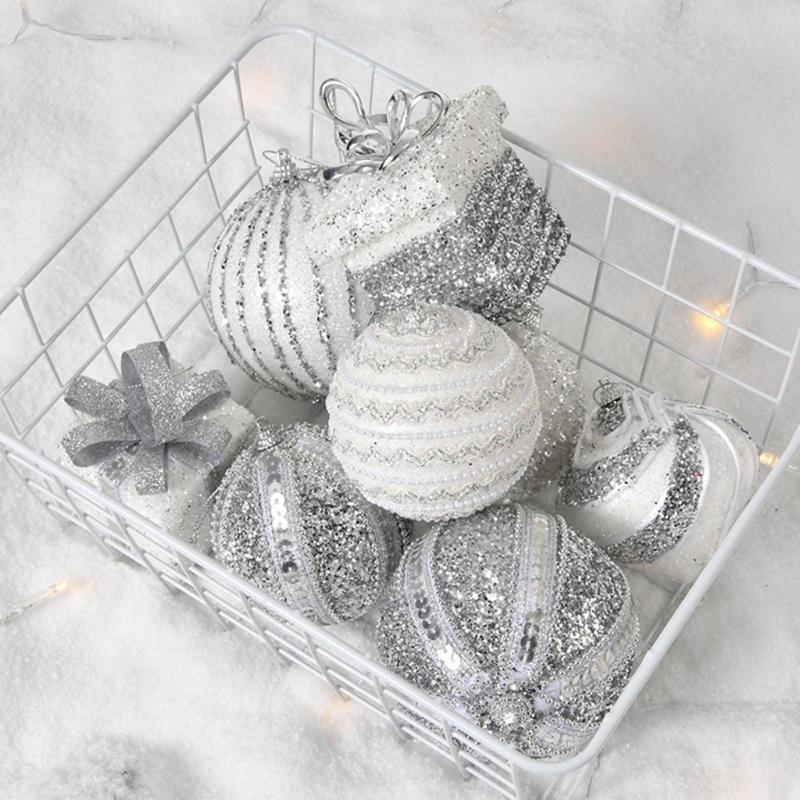 8Pcs Glittering Christmas Ball Ornament Shatterproof Decorative Baubles Christmas Tree Decorations For Wreath Door Wall