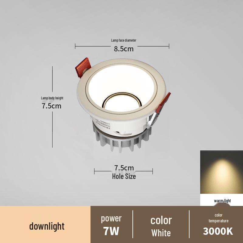 Spot încastrat fără ramă anti-orbire pentru sufragerii și holuri