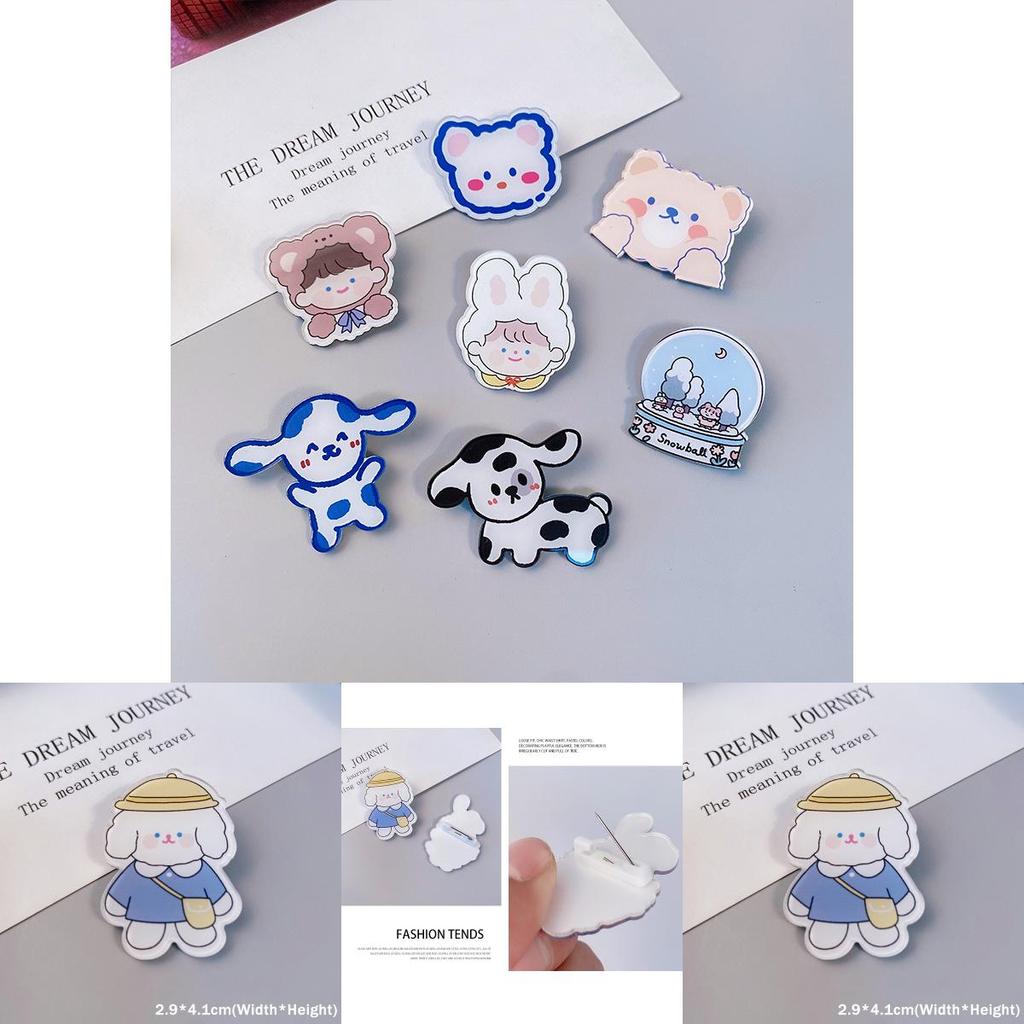 Trendy Kawaii Cartoon Brooches Featuring Dog Rabbit Cow For Stylish Accessories