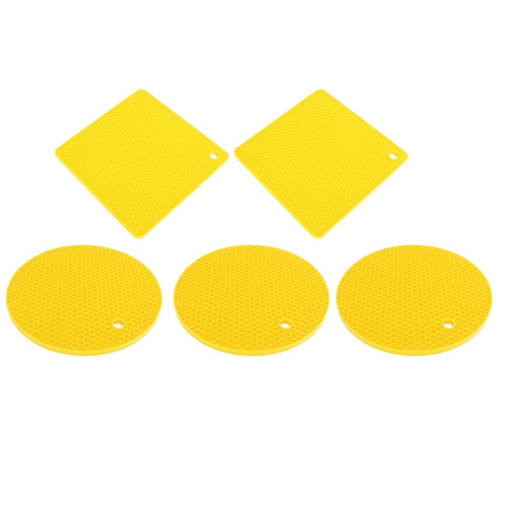 5Pcs Silicone Trivet Mat Round Hot Pad Non Slip Heat Resistant for Hot Plate Pans Kitchen Pots