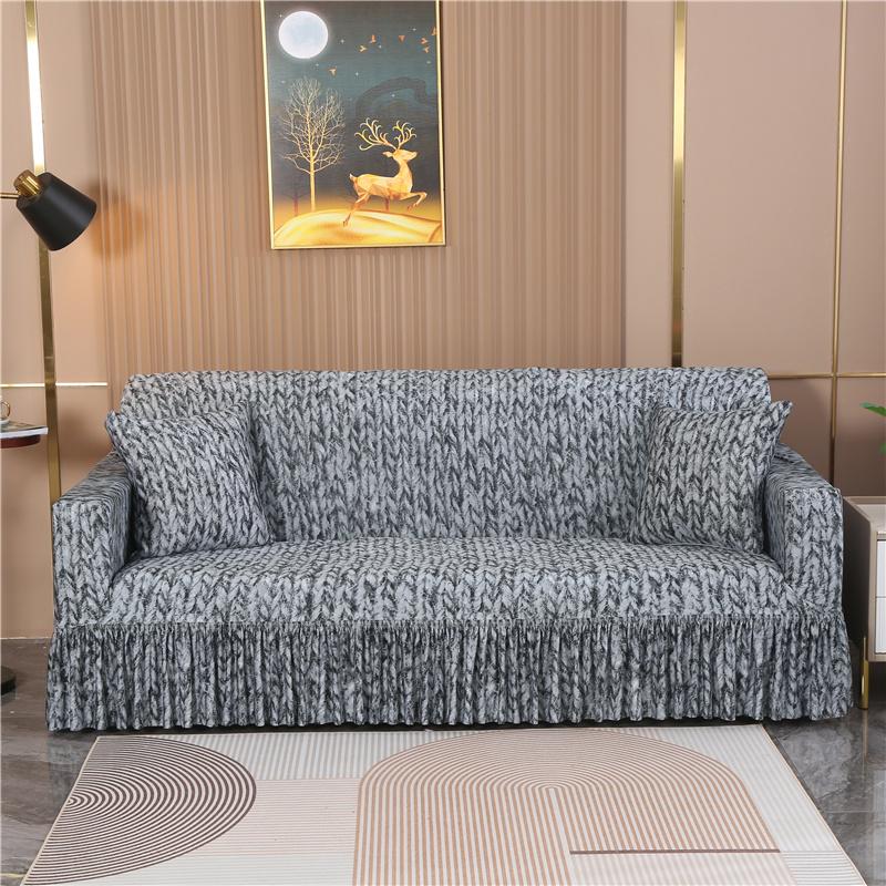 1/2/3/4 Seater Print Sofa Cover With Skirt Stretch Armchair Sofa Slipcover Elastic Chair Protector for Living Room