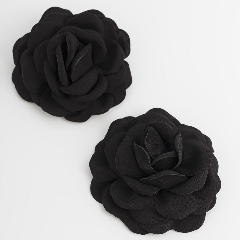 Exaggerated Big Rose Flower Earrings for Women Vintage Elegant Fabric Florals Ear Stud Earring Summer Holiday Beach Jewelry