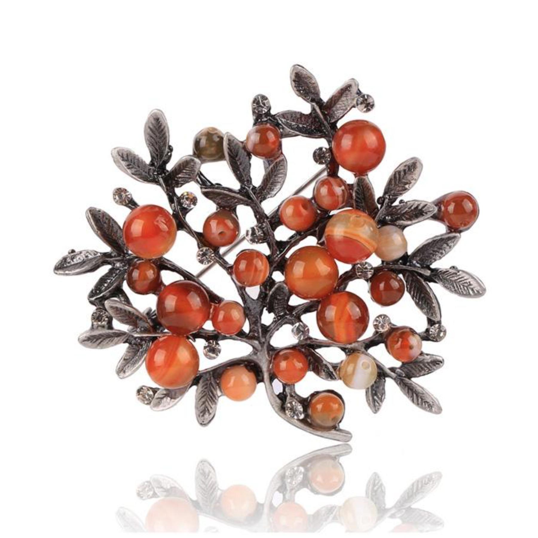 

Natural Stone Enamel Bouquet Plant Leaf Brooches Vintage for Women Brooch Wedding Hijab Scarf Pins Up Fashion Jewelry