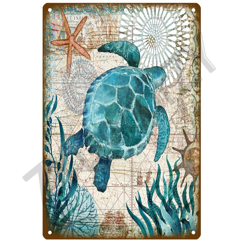 Hawaii Beach Tin Sign Poster Vintage Wall Poster Metal Sign Decorative Wall Plate Kitchen Plaque Metal Vintage Decor Accessories