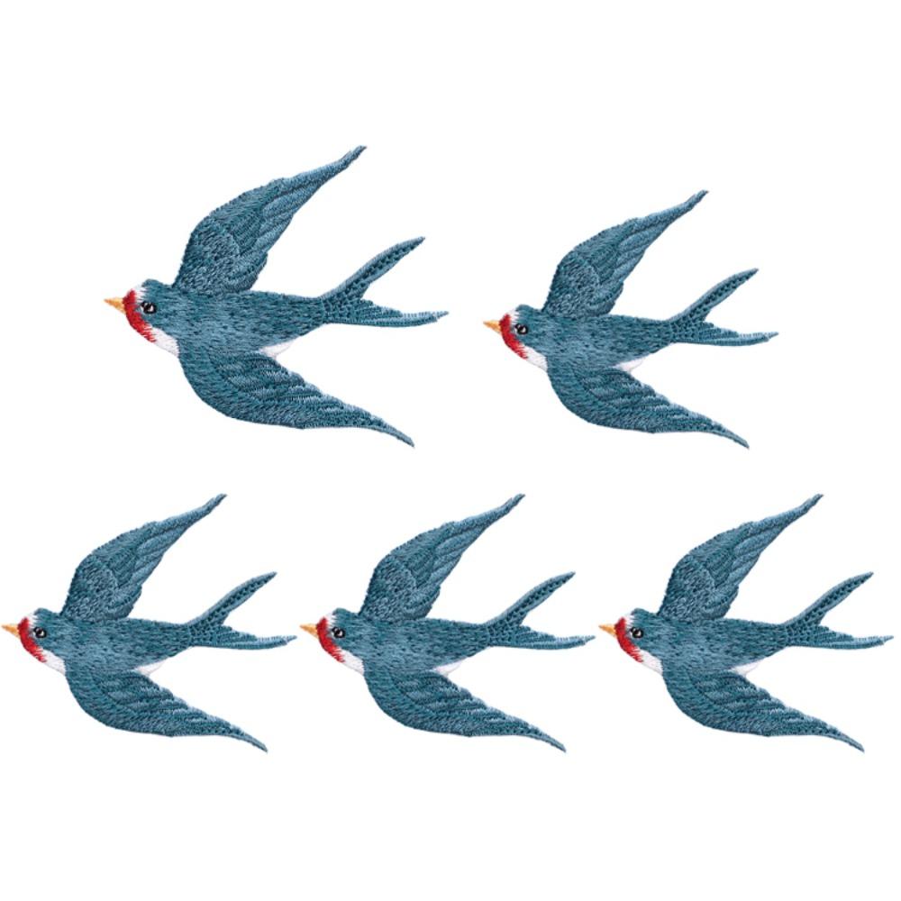 5PCS Embroideried Swallows Patches Adhesive Clothes Sticker Apparel Clothes Appliques  Phone Case