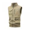 Mens Outdoor Utility Vest Stand Collar Multi-Pocket Casual Photography Fishing Workwear Sleeveless Jacket