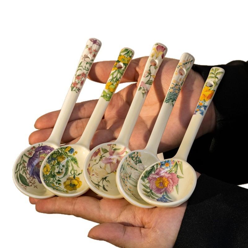 Wysokiej jakości ceramiczna łyżka z długim uchwytem, domowa łyżka do zupy, uroczy styl łyżki z grubej ceramiki o wysokiej wartości