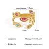2025 Neuer Regenbogen Zirkon Blattring Damen Titanstahl Verstellbare Öffnung Mode Charme Schmuck Zubehör