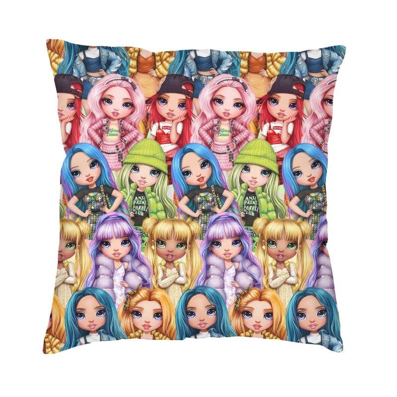 Luxury Rainbow High Slumber Party Dolls Sofa Cushion Cover Polyester Throw Pillow Case Home Decorative Pillowcase
