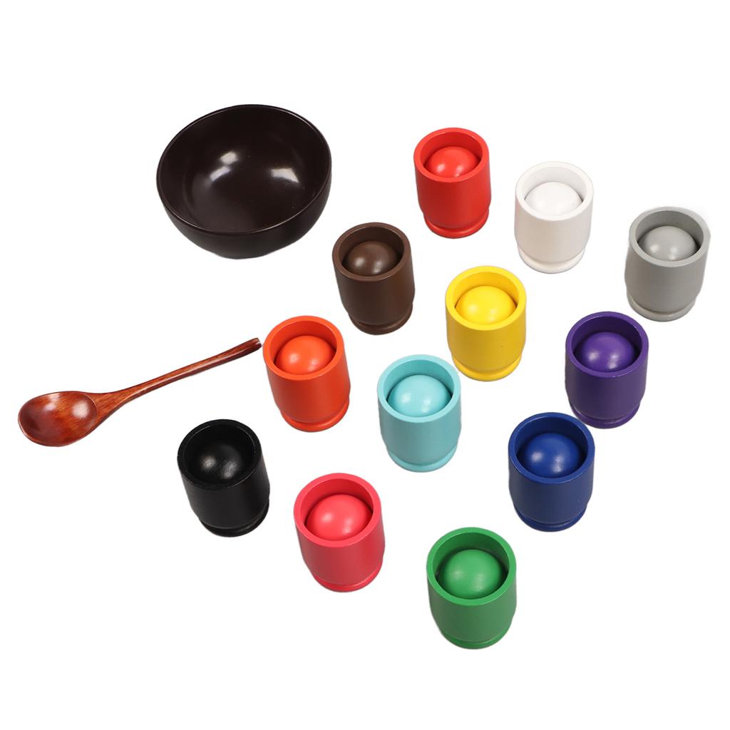 Balls Cups Color Sorting Toy Fine Motor Training Color Sorting Early Educational Wooden Sorter Game