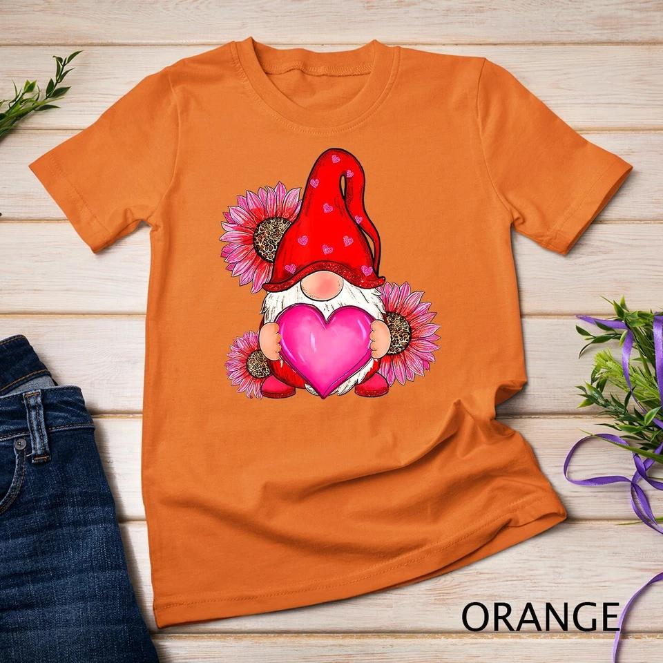 Happy Valentine s Day Gnome with Leopard Sunflower Valentine Unisex T-shirt 7 L