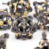 7 Pcs Black Yellow Skull Head Metal Dice Hollow Metal Polyhedral Dice Set Suitable for Role-Playing RPG  Board Game Card Game