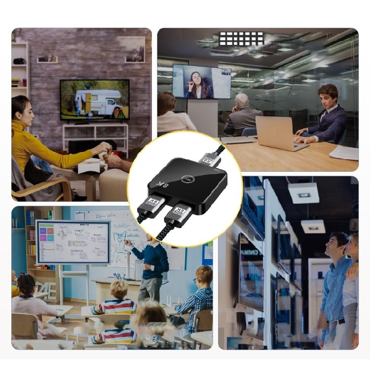 8K 60Hz 2.1 Hub Supports 4K 120Hz 48Gbps Bidirectional 2 in 1 Out Switcher Splitter for Console
