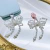 Y2K Crystal Beaded Bowknot Pendant Phone Strap Lanyard Pocket Keychain Strap Backpack Charm Car Keys Decoration Chain
