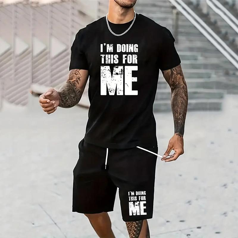 

Mens Graphic Shirt Shorts And Tee Set Outfits Letter Crew Neck Clothing Apparel S