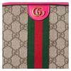 Gucci Ophidia Distressed Removable Shoulder Strap with Zipper Closure Canvas and Leather Crossbody Shoulder Bag Small Women's Beige and Ebony and Pink