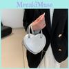 Street Chic Pu Small Square Bag Trendy Heart-shaped Zipper Closure Shoulder Bag Silver