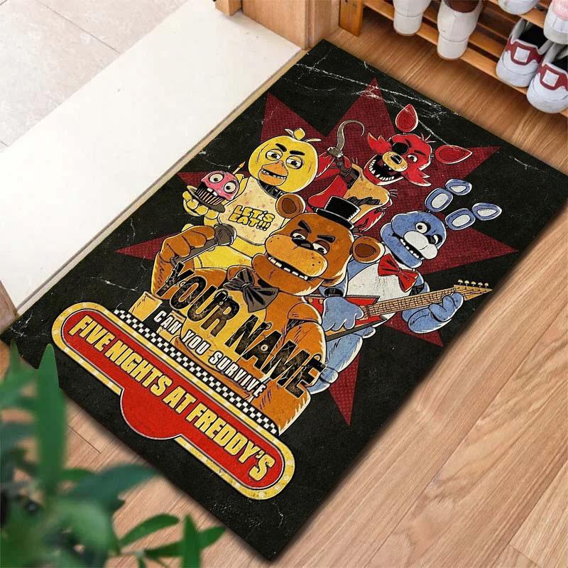 Fnaf Celebration Custom Name Carpet Rug For Living Room Bedroom Home Sofa Decoration Kids Play Nonslip Floor Mat