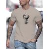 Men's Summer 100%  Fashionable Casual Loose Sports Deer Head Pattern Printed Round Neck Short Sleeved T-shirt Top
