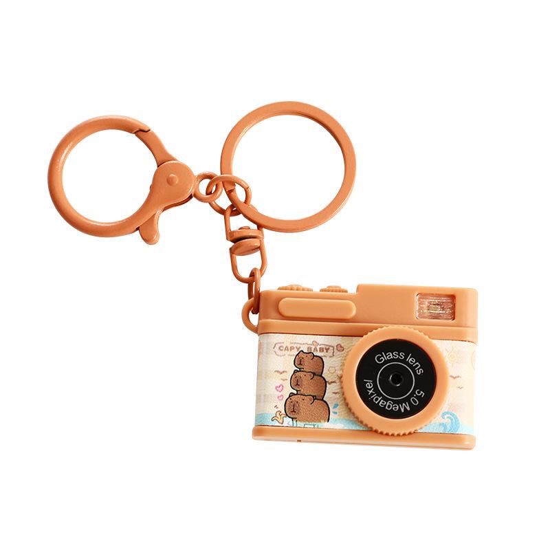 Trendy Capybara Camera Keychain: Flashing Plush Toy Schoolbag Charm Gift
