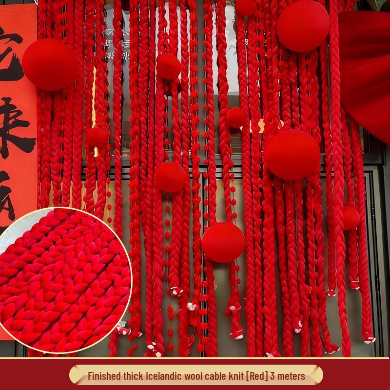 Festive Wine Red Velvet Pendant for New Year & Spring Festival Decorations