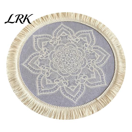 Pastoral Home Decor Mats Vintage Round Coasters, Cotton Linen Placemats, Soft Jute Rustic Style Coasters Tassels Drink Mats, Handwoven Table
